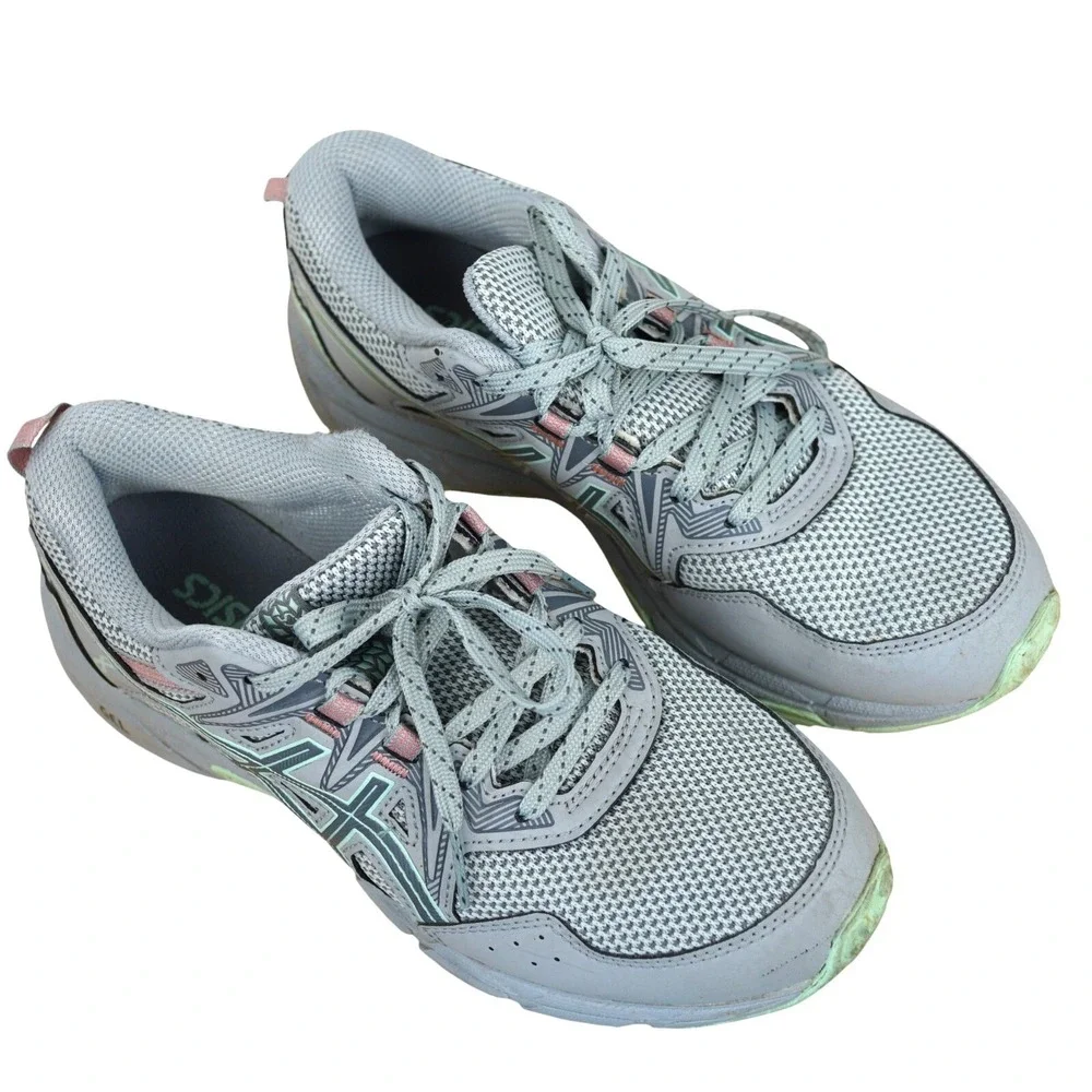 Asics Gel-Venture 8 Womens Trail Running Shoes Size 7 WIDE‎ Gray & Pink